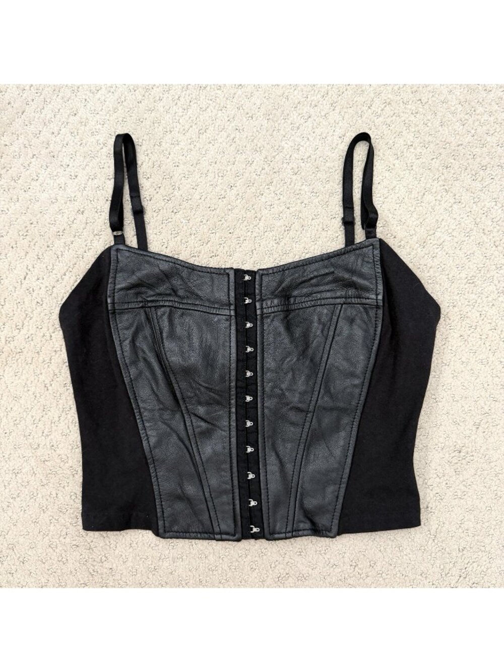 Wilson’s Maxima Black Leather Corset Top Cropped Biker Sexy Women’s Size Small